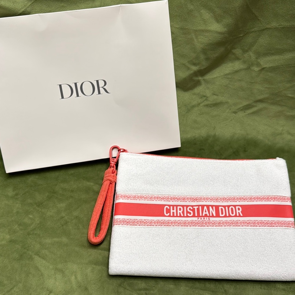 Dior White and Orange Pouch